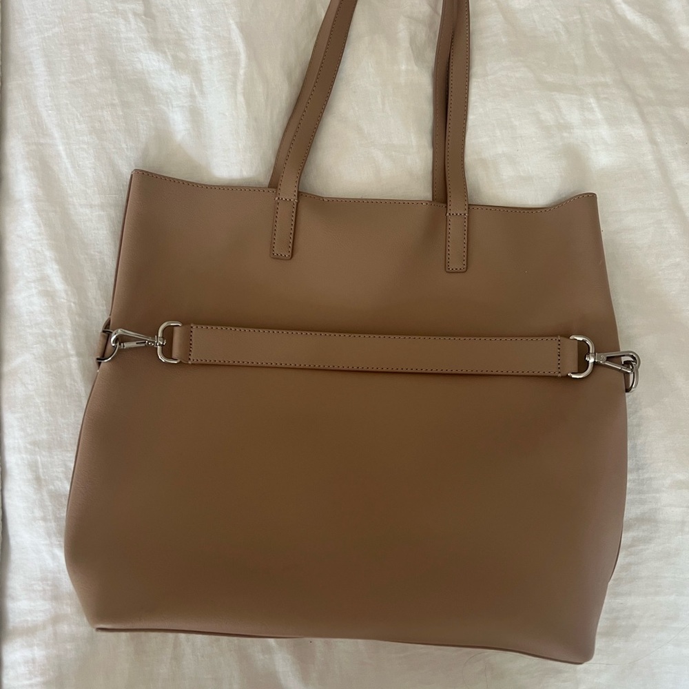 Away Tan Leather Tote with Minimalist Design